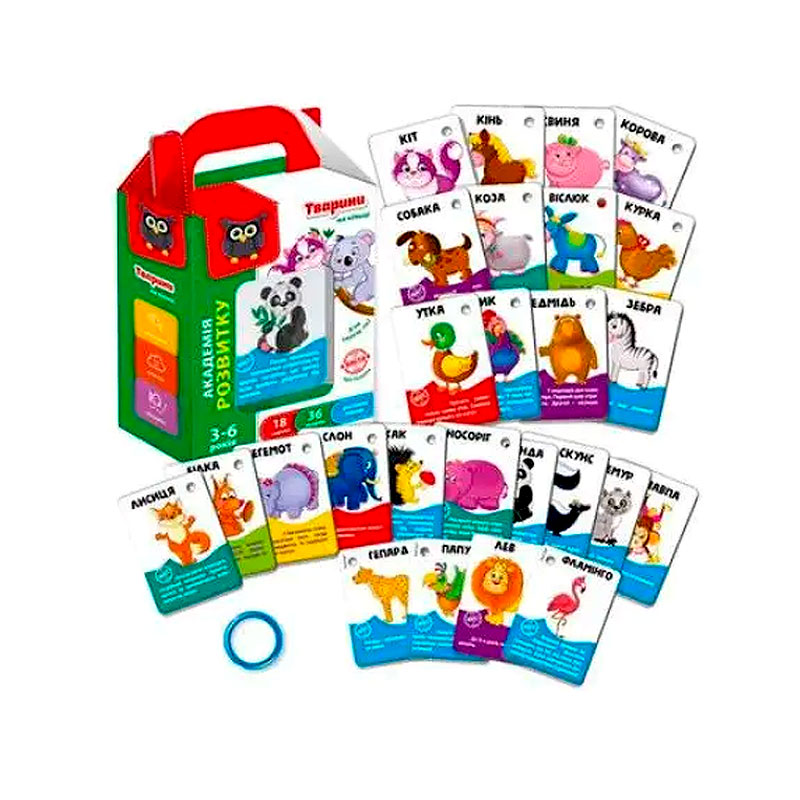 Гра розвиваюча навчальна Академія розвитку картки на кільці 'Відгадайки'. Тварини лісу та ферми (укр large popup