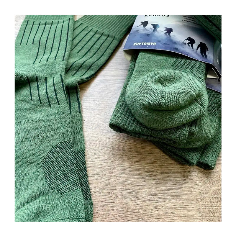 Шкарпетки чоловічі оптом, трекінгові з термозонами Хакі премуім, Крокус, 3 пари, р.40-46 (121005) large popup