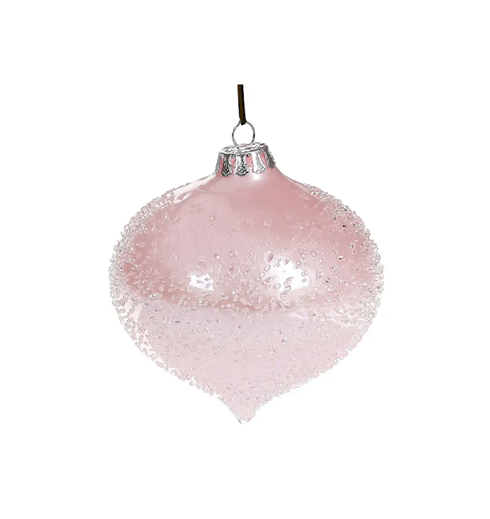 Ялинкова прикраса з покриттям лід, 10см, колір - рожевий перламутр large popup