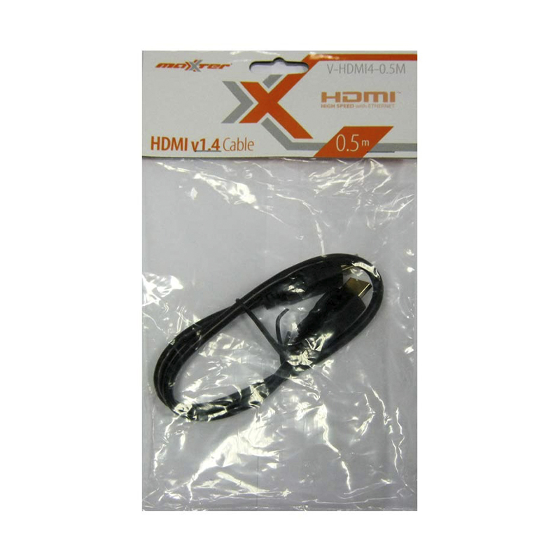 Кабель Maxxter HDMI-HDMI 0,5m ver1.4 , black large popup