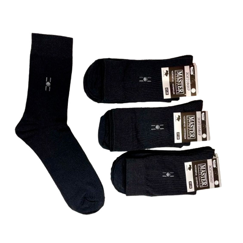 Шкарпетки чоловічі оптом, класичні Преміум Master чорні, 12 пар, р.41-45 (260112) large popup