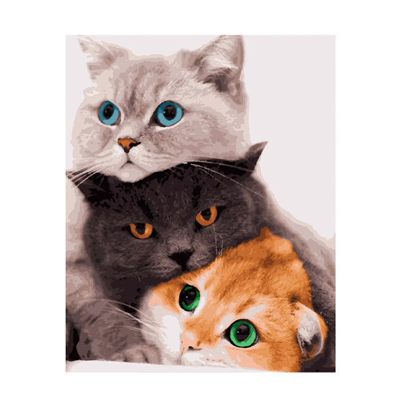 Картина за номерами 'Три коти' 50*60 см (PNX4201) large popup