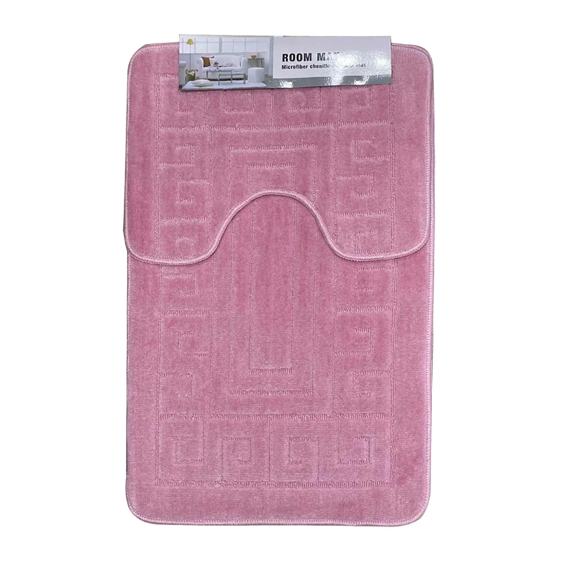 Набір килимків для ванної, 2 шт латексна основа, поліестер, 50*80 50*40 см, 1000 GSM рожевий large popup