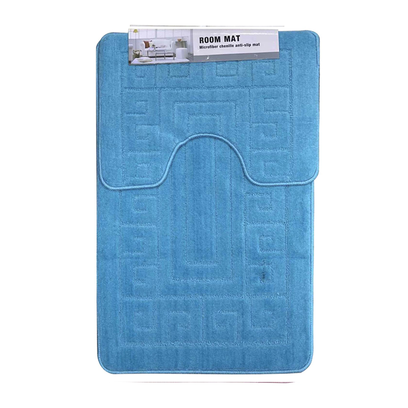 Набір килимків для ванної, 2 шт латексна основа, поліестер, 50*80 50*40 см, 1000 GSM блакитний large popup