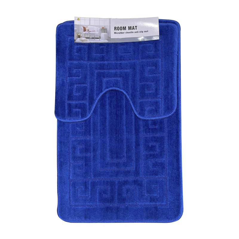 Набір килимків для ванної, 2 шт латексна основа, поліестер, 50*80 50*40 см, 1000 GSM темно-синій large popup