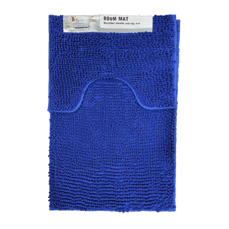 Набір килимків для ванної, 2 шт латексна основа, поліестер, 50*80 50*40 см, 1200 GSM темно-синій large popup