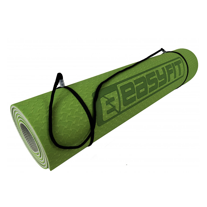 Килимок для йоги та фітнесу EasyFit TPE TC 6 мм двошаровий зелений із сірим   Чохол large popup