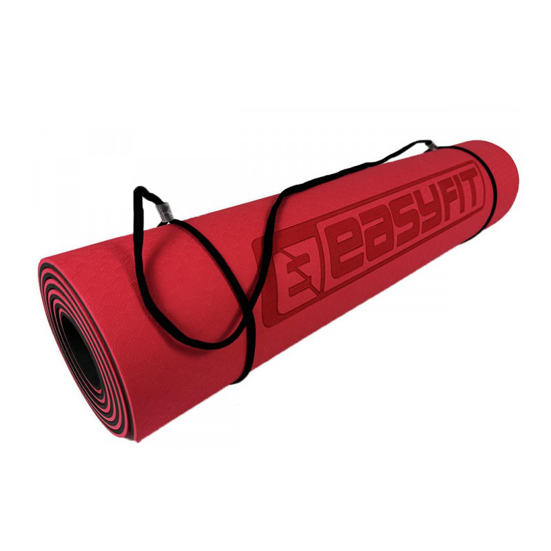 Килимок для йоги та фітнесу EasyFit TPE TC 6 мм двошаровий Червоний-чорний Чохол
 large popup