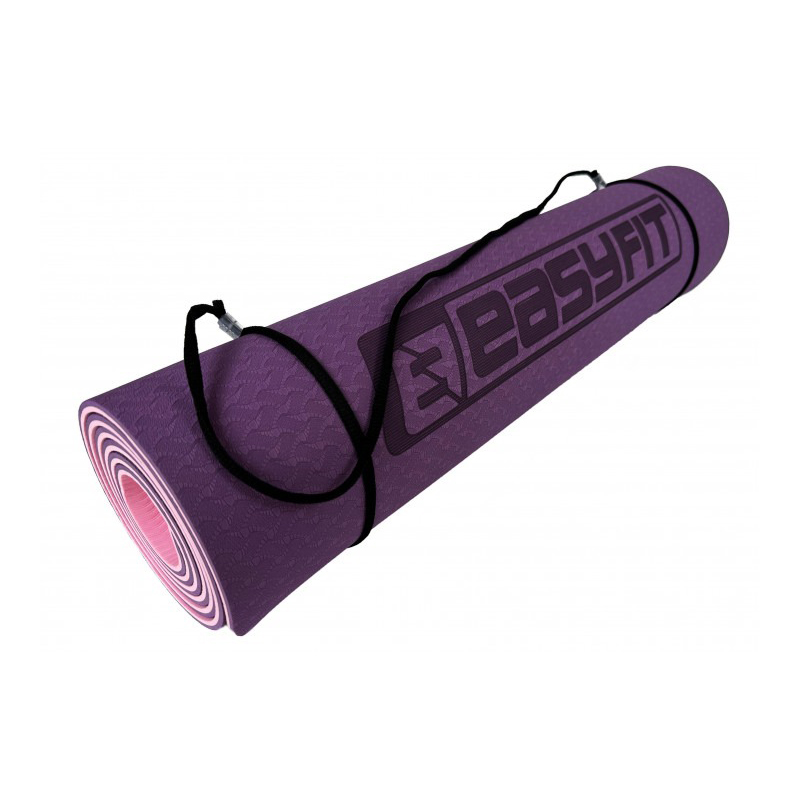 Килимок для йоги та фітнесу EasyFit TPE TC 6 мм двошаровий Фіолетовий-рожевий Чохол
 large popup