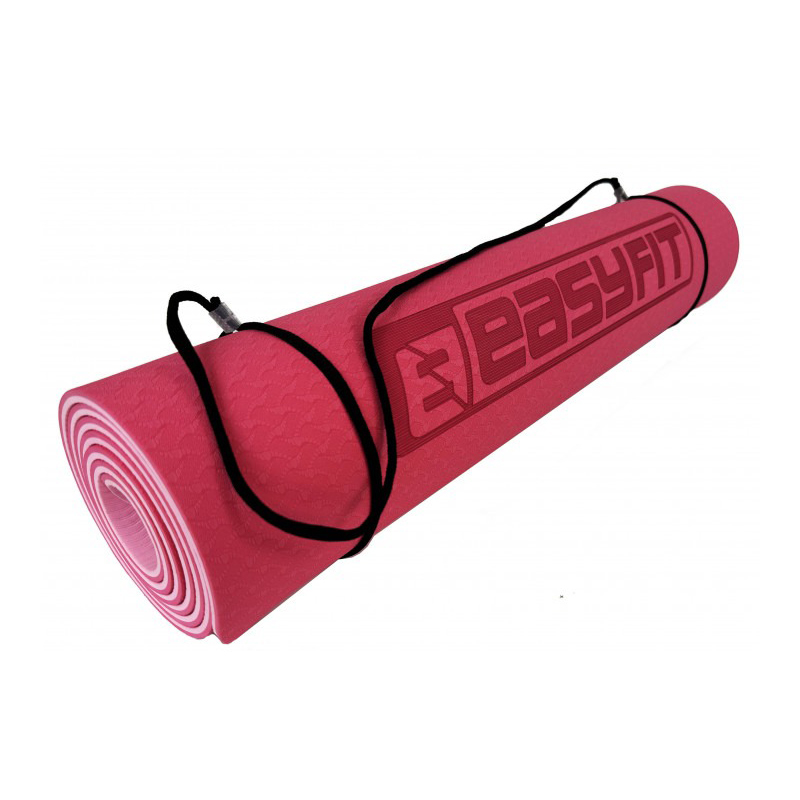 Килимок для йоги та фітнесу EasyFit TPE TC 6 мм двошаровий Рожевий-світло-рожевий Чохол
 large popup