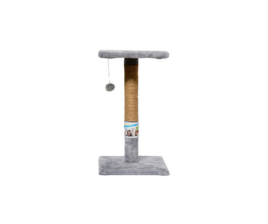 Когтеточка Пухнастик для кішок, з полицею, джут, сірий, 30 × 30 × 50 см(146316) thumbnail popup