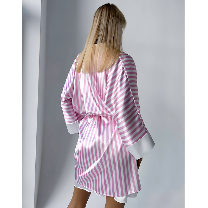 Комплект для дому Domino Victoria's Secret сорочка та халат з шовку, біло-рожевий, р.XL (1149) large popup