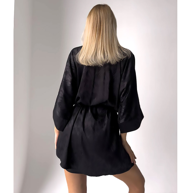 Комплект для дому Domino з шовку, сорочка та халат, чорний, р.L (1009) large popup