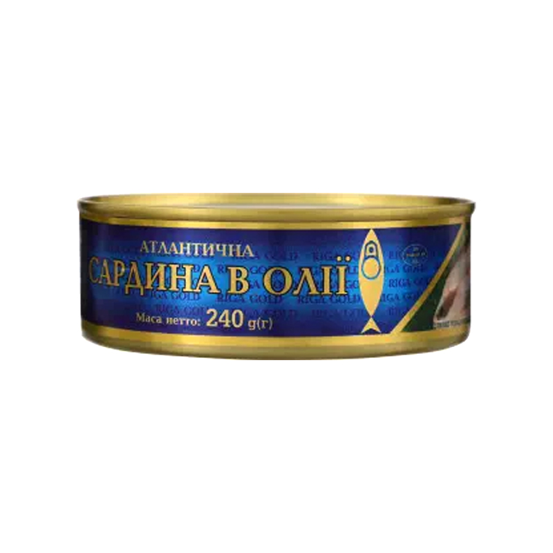 Консерва рибна сардина Ризьке золото шматками в олії, , ж/б, 240 г. large popup
