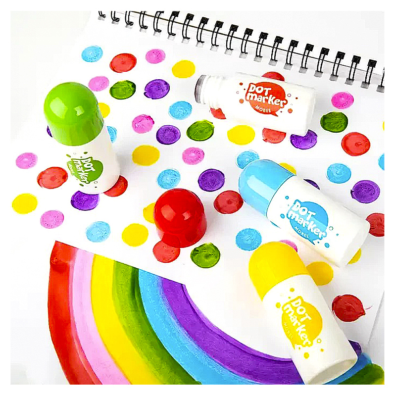 Крапкові ДОТ маркери для дітей набір dot paint 6 кольорів розмальовка large popup