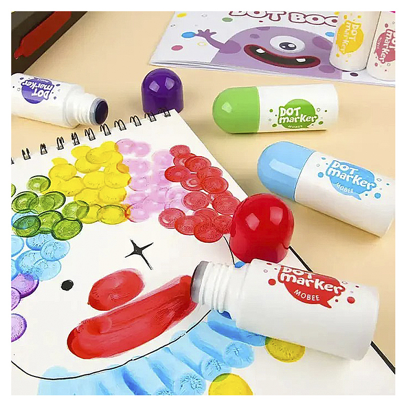 Крапкові ДОТ маркери для дітей набір dot paint 6 кольорів розмальовка large popup