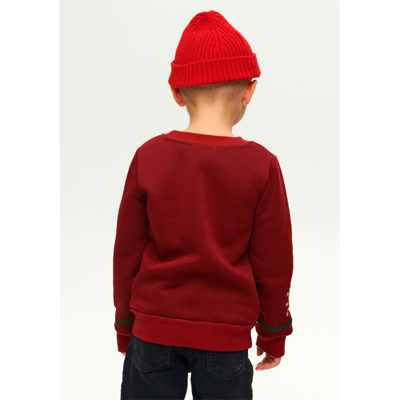 Світшот Ukrglamour для хлопчика Грудень з вишивкою орнаменту, бордовий, р.116 (UKRD-6647) large popup