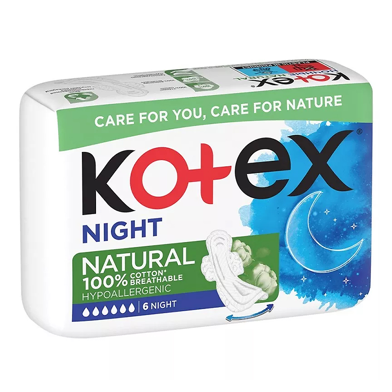 Критичні прокладки Kotex Night Natural 6 шт large popup