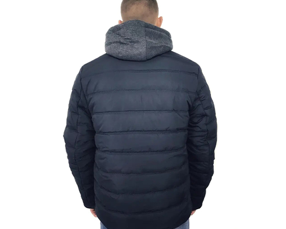 Куртка зимова LS374 з капюшоном стьобана, чоловіча, синя, р. L - 21220 large popup