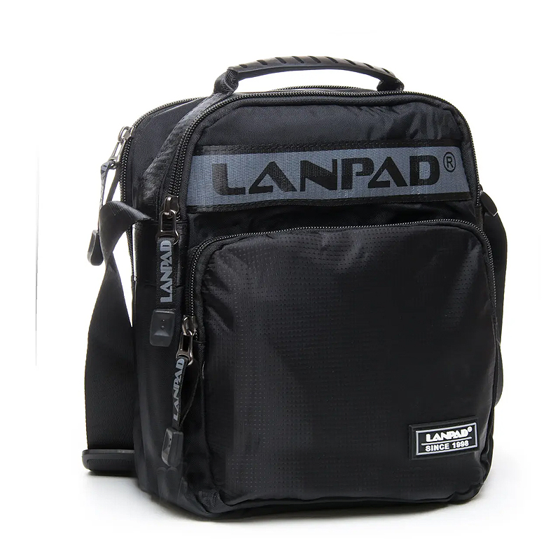 Чоловіча сумка нейлон Lanpad 6008 black large popup