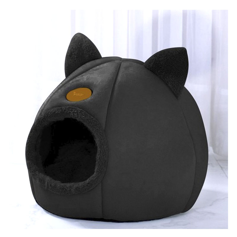 Лежанка Будиночок для кішки чорний, круглий Purlov 21947 large popup