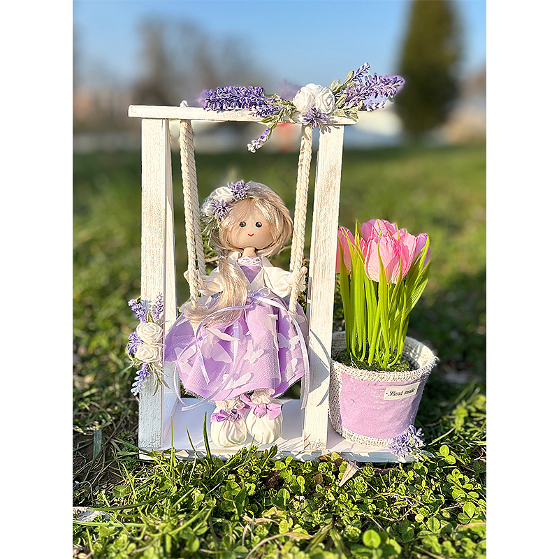 Лялька 'Дівчинка на гойдалці' Фіолетова Модель з білим волоссям 3253 К 'К' - 164590 large popup