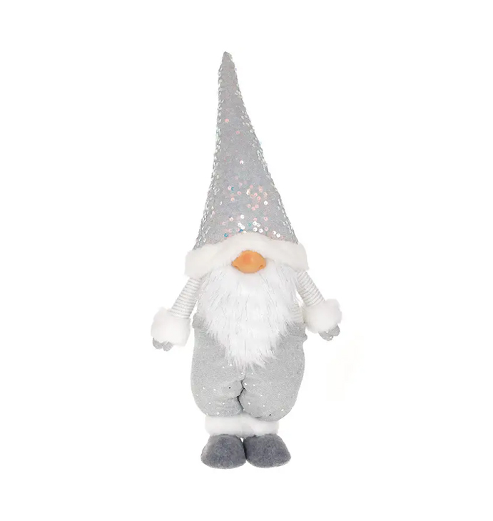 М'яка іграшка Гном 55см, колір - срібло з паєтками large popup