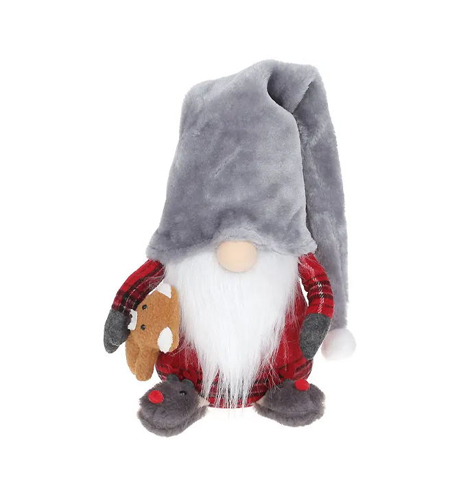 М'яка іграшка Гном з ведмедиком, 71см, колір - сірий з червоним large popup