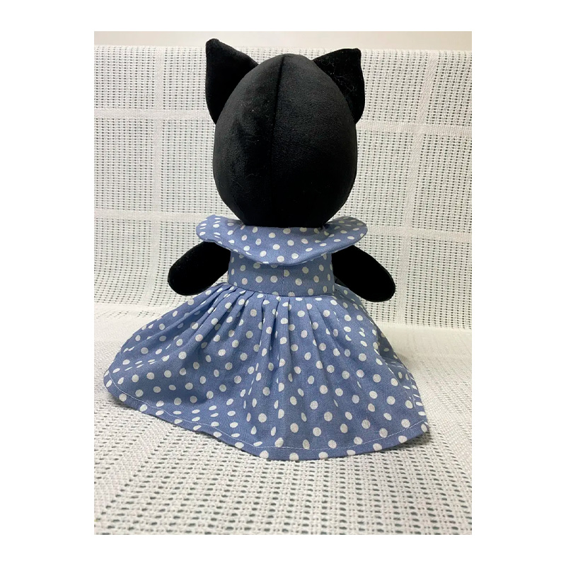 М'яка іграшка котик у платті, чорний в блакитній сукні, 35 см, (М015/06) large popup