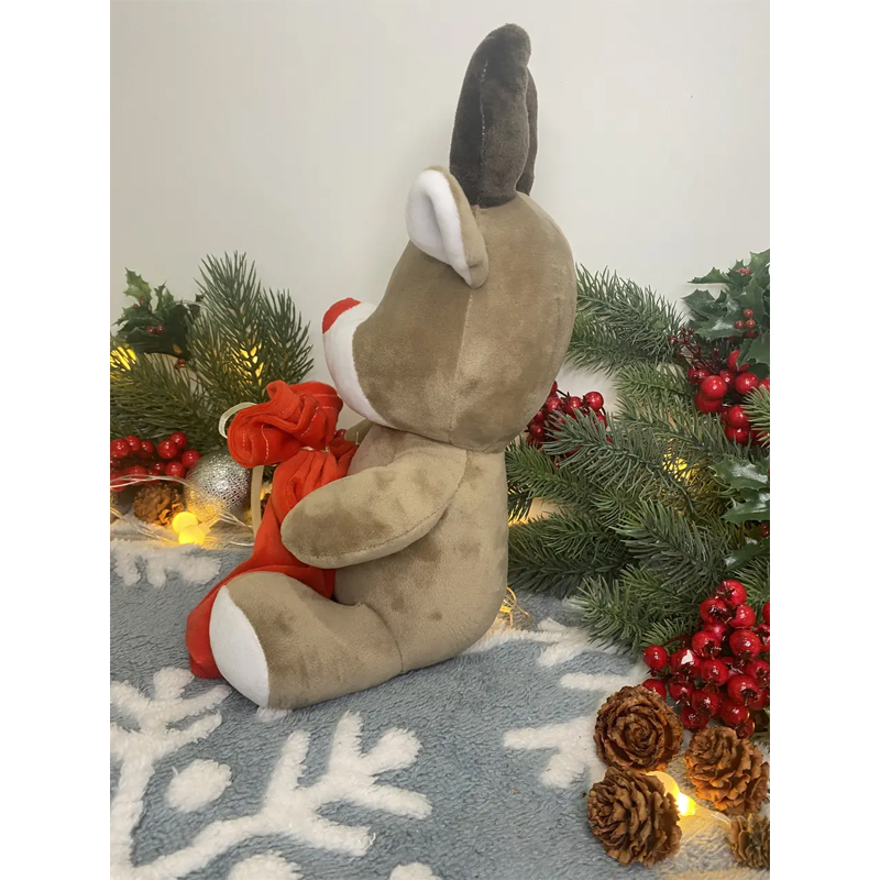 М'яка іграшка різдвяний олень із мішком, бежевий, 29 см, (М011/1) large popup