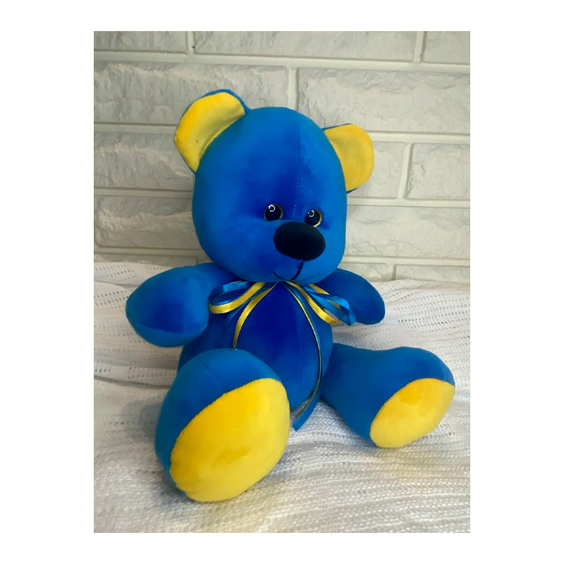 М’яка іграшка ведмедик Міллі, синьо жовтий, 33 см, М(002/010) large popup