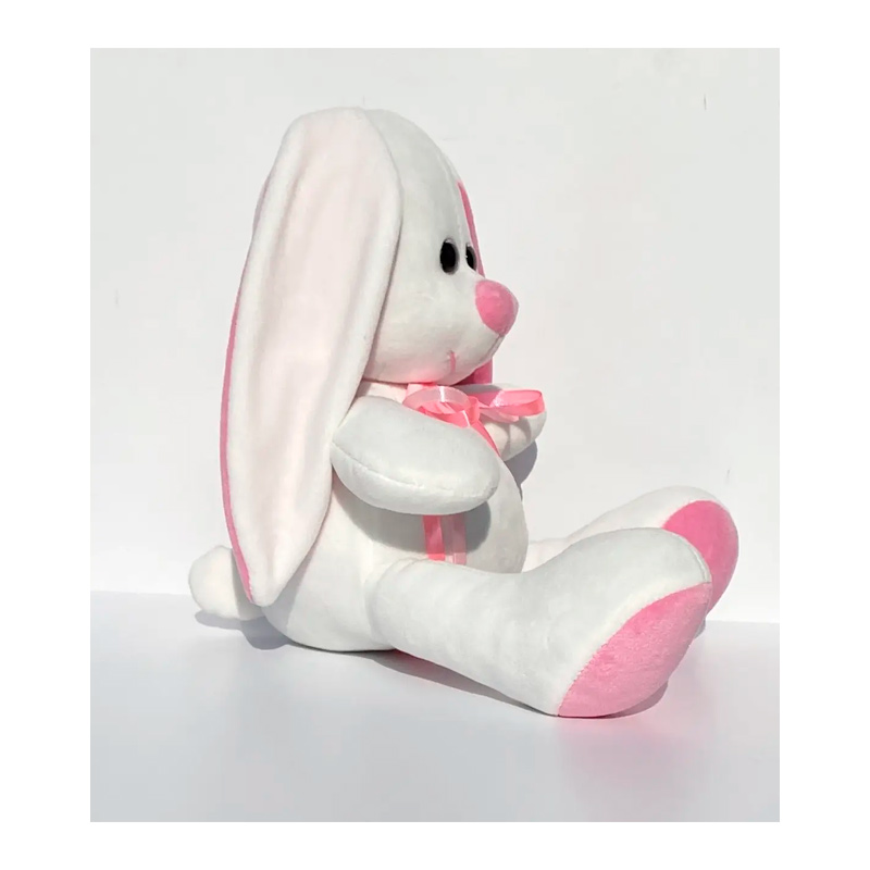 М'яка іграшка зайчик Діксі, молочний з рожевим, 33 см, (М001/02) large popup