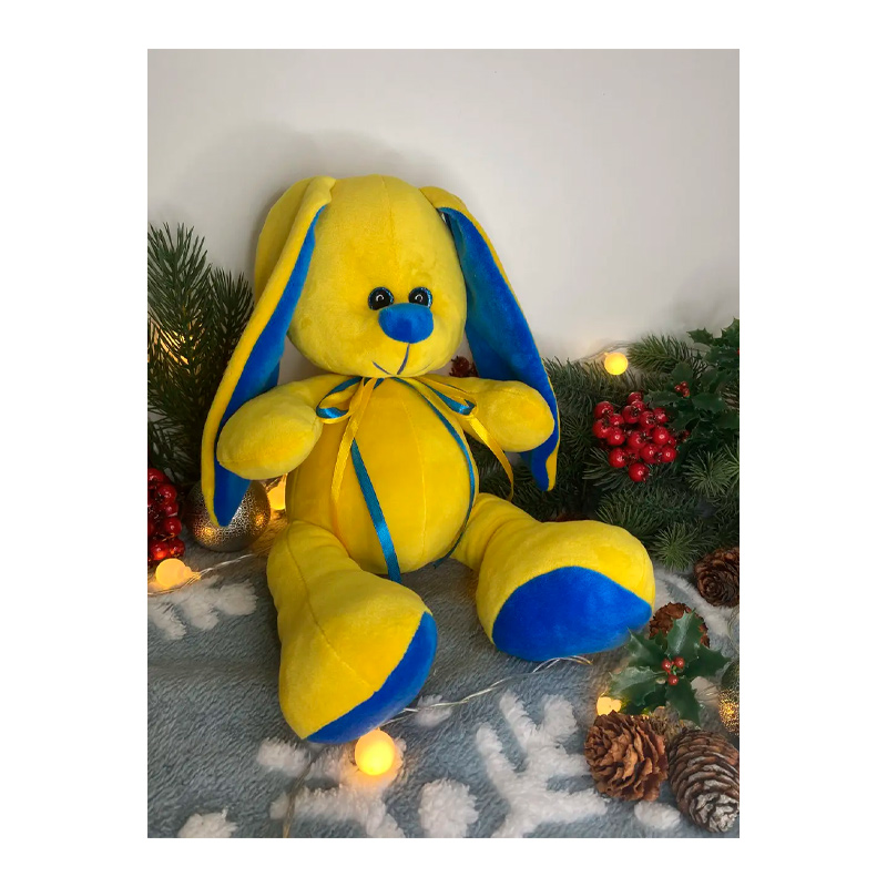 М'яка іграшка зайчик Діксі, жовто синій, 33 см, (М001/08) large popup