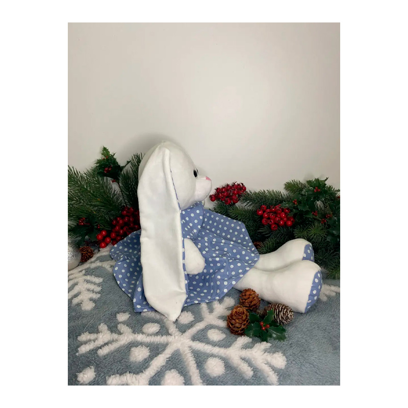 М'яка іграшка зайчик в сукні, білий в блакиній сукні, 50 см, (М014/13) large popup
