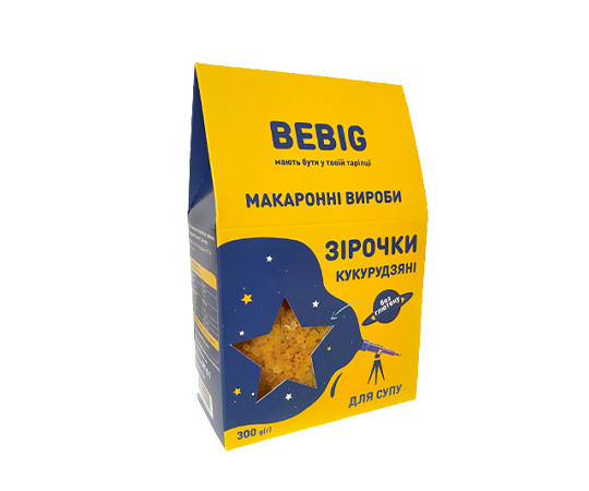 Макарони Bebig 'Зірочки кукурудзяні до супу', 300 г. (940404)
 large popup