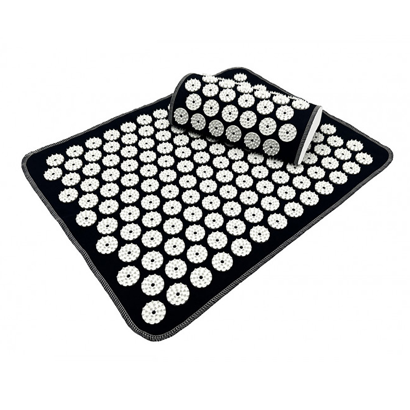 Масажний килимок EasyFit (компактний аплікатор-накидка Кузнєцова) з подушкою Чорний з білим large popup
