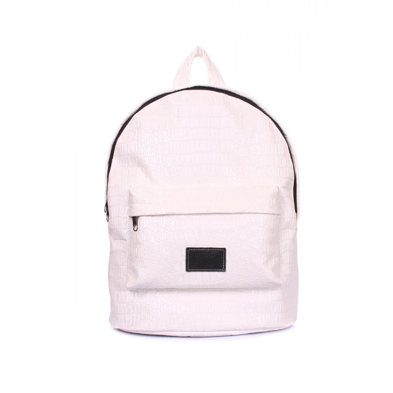 Міський рюкзак POOLPARTY штучна шкіра, білий, під крокодила (backpack-croco-white) large popup