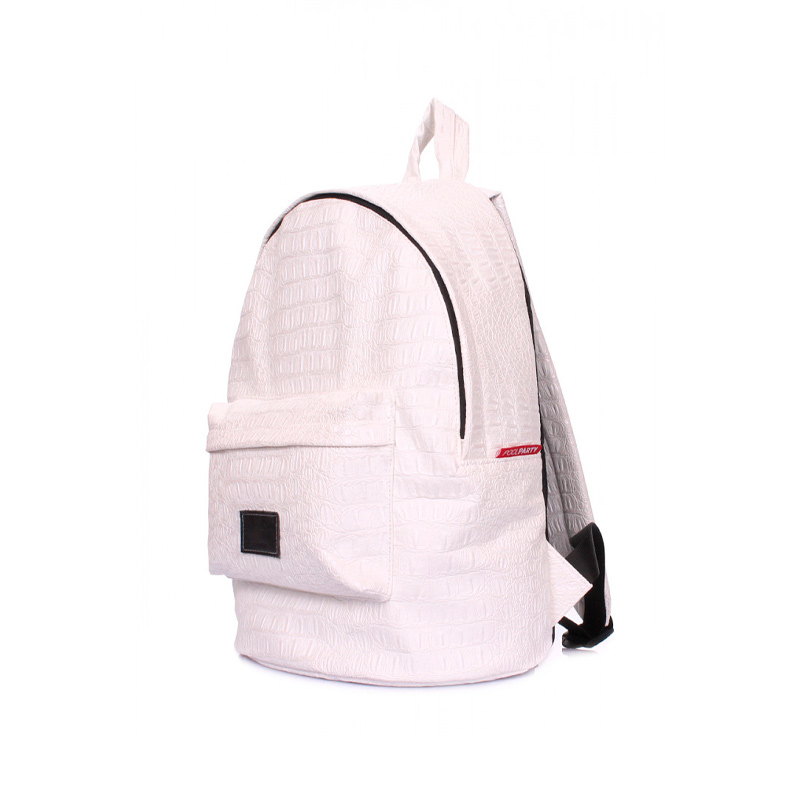 Міський рюкзак POOLPARTY штучна шкіра, білий, під крокодила (backpack-croco-white) large popup