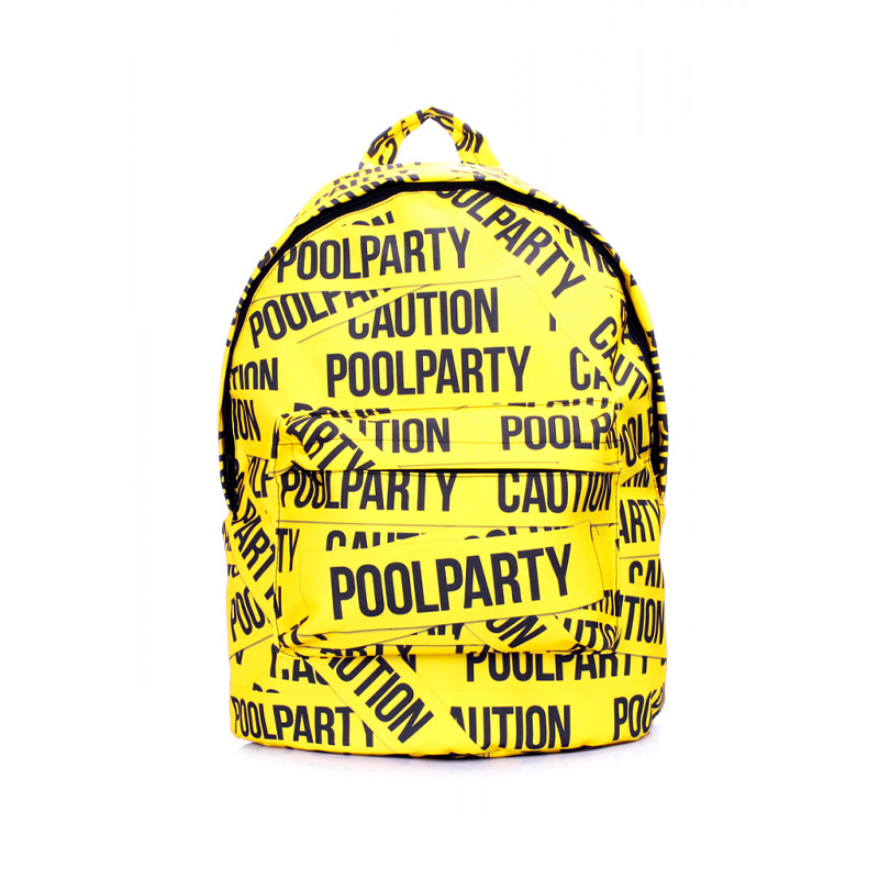 Міський рюкзак POOLPARTY з принтом CAUTION (backpack-tape) large popup