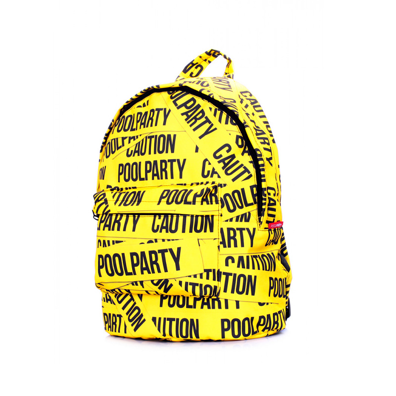 Міський рюкзак POOLPARTY з принтом CAUTION (backpack-tape) large popup