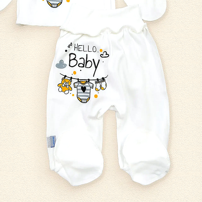Набір Dexter's для новонародженого сорочка + повзунки "Hello Baby", молочний, 62 см (d977-2х-мл) large popup