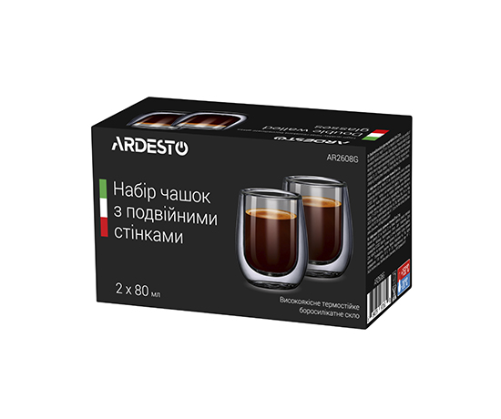Набір склянок Ardesto с подвійним дном 2 шт х 80 мл (AR2608G) large popup