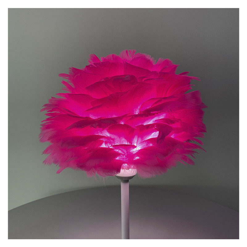 Настільний світильник з розовим пір'ям large popup