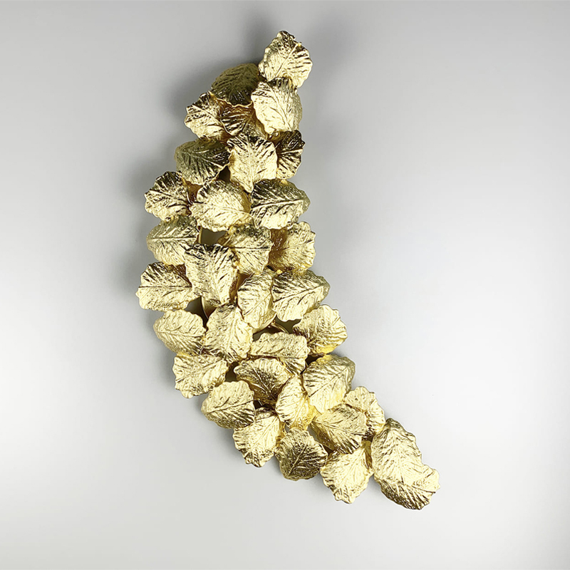 Настінний світильник у флористичних мотивах з фактурного листя золотий large popup