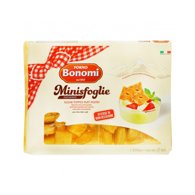 Печиво BONOMI листкове міні вкрите цукром, 200 г. large popup