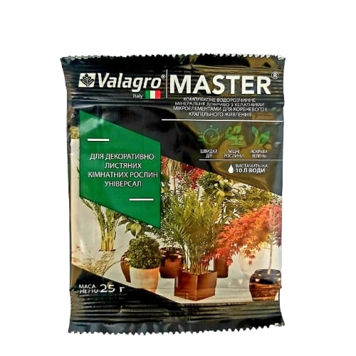 Добриво для декоративно-листяних кімнатних рослин ТМ Valagro Master 25г (658018) large popup