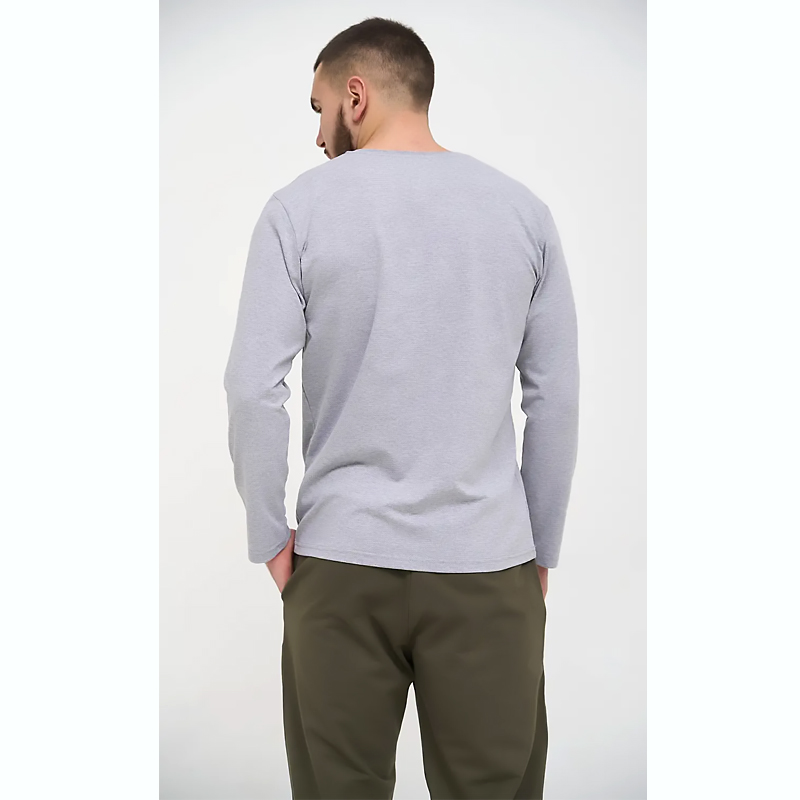 Піжама Handy Wear чоловіча Cotton Basic лонгслів сірий   штани прямі хакі, р.L (0811-1) large popup