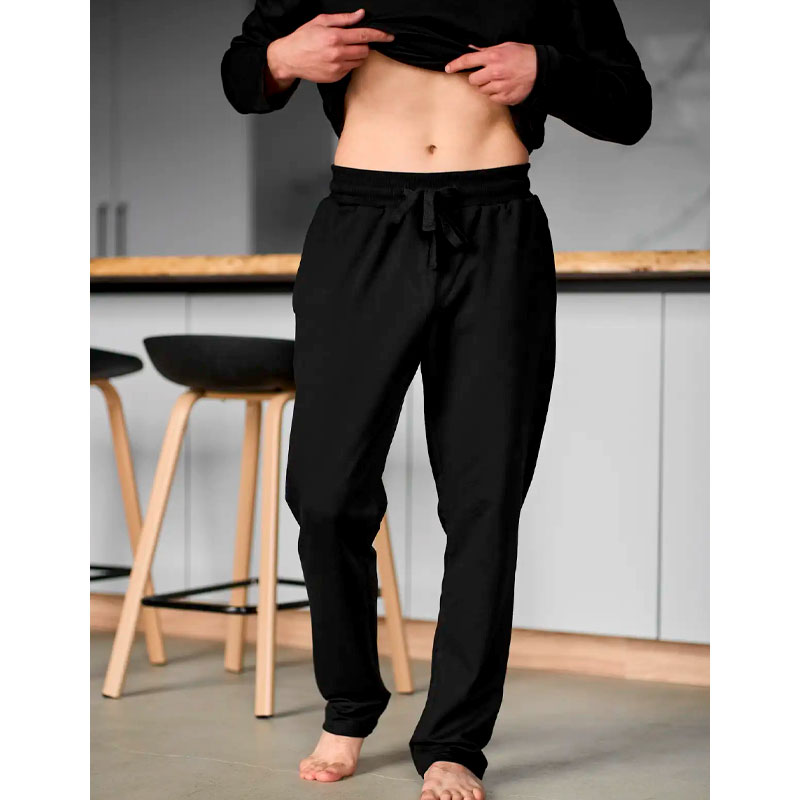Піжама Handy Wear чоловіча Cotton Basic лонгслів штани прямі чорна, р.М (0810) large popup