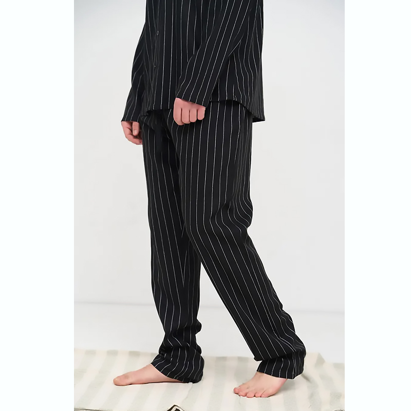 Піжама Handy Wear чоловіча у смужку льон Linen Strip, чорна, р.M (0362) large popup