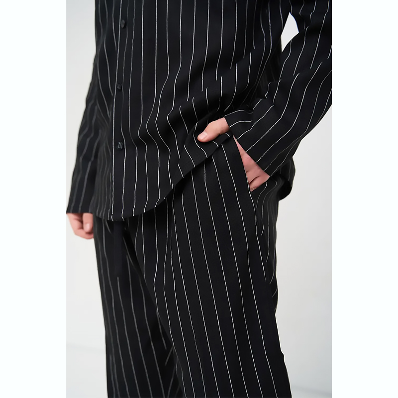 Піжама Handy Wear чоловіча у смужку льон Linen Strip, чорна, р.M (0362) large popup